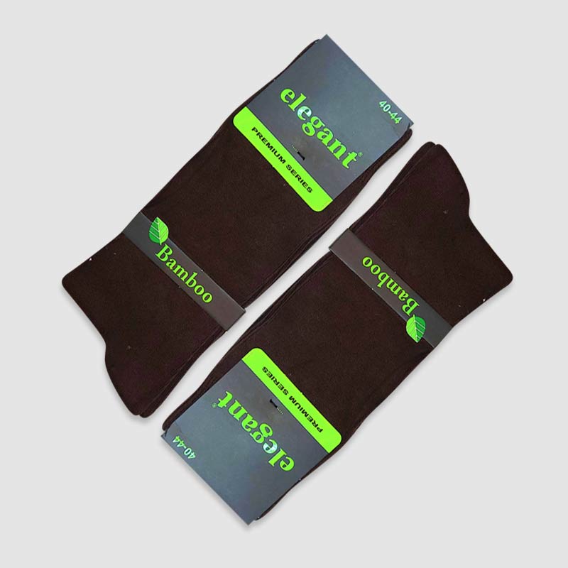 جوراب کلاسیک مردانه گیاهی بامبو عطری Elegant - قهوه‌ای