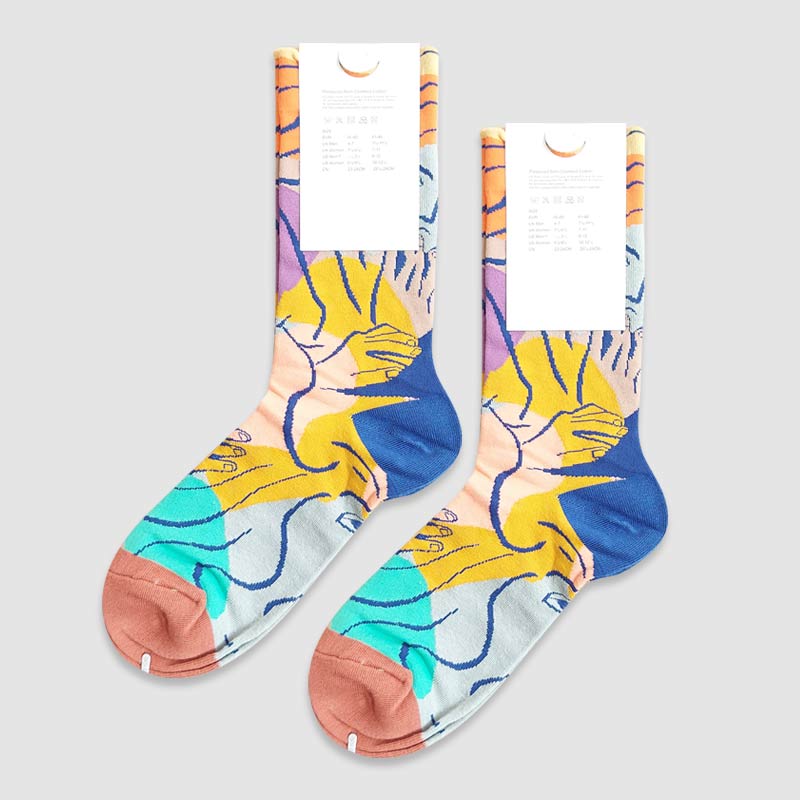 ‎کالکشن جوراب ساقدار زنانه طرحدار هنری نقاشی چهره و طبیعت‎ - طرح1