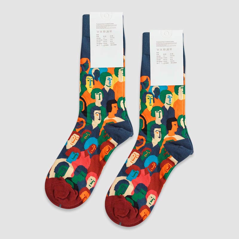 ‎ کالکشن جوراب ساقدار زنانه طرحدار هنری نقاشی چهره و طبیعت‎- طرح11