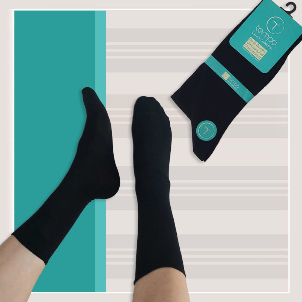 جوراب کلاسیک مردانه تک رنگ مشکی Tempo‎