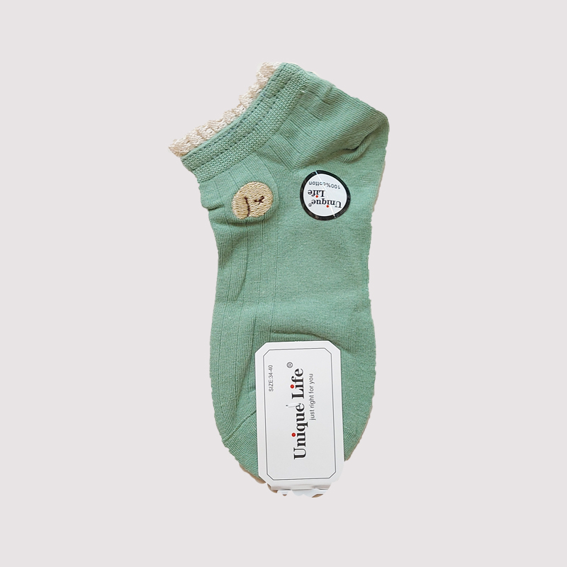 جوراب مچی زنانه گلدوزی شده لبه دانتل - رنگ 2