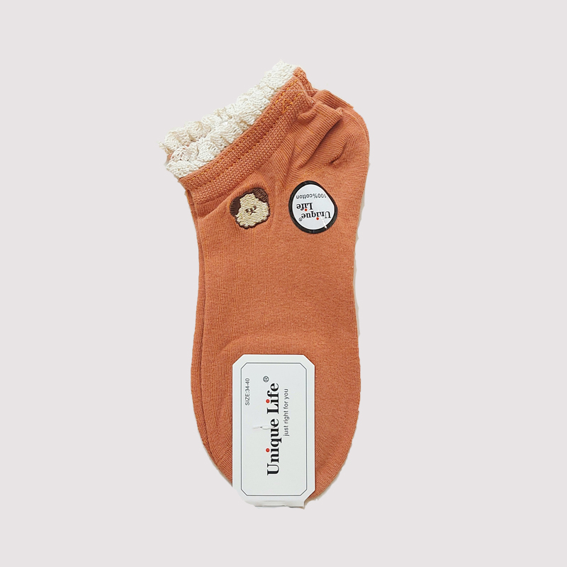 جوراب مچی زنانه گلدوزی شده لبه دانتل - رنگ 4