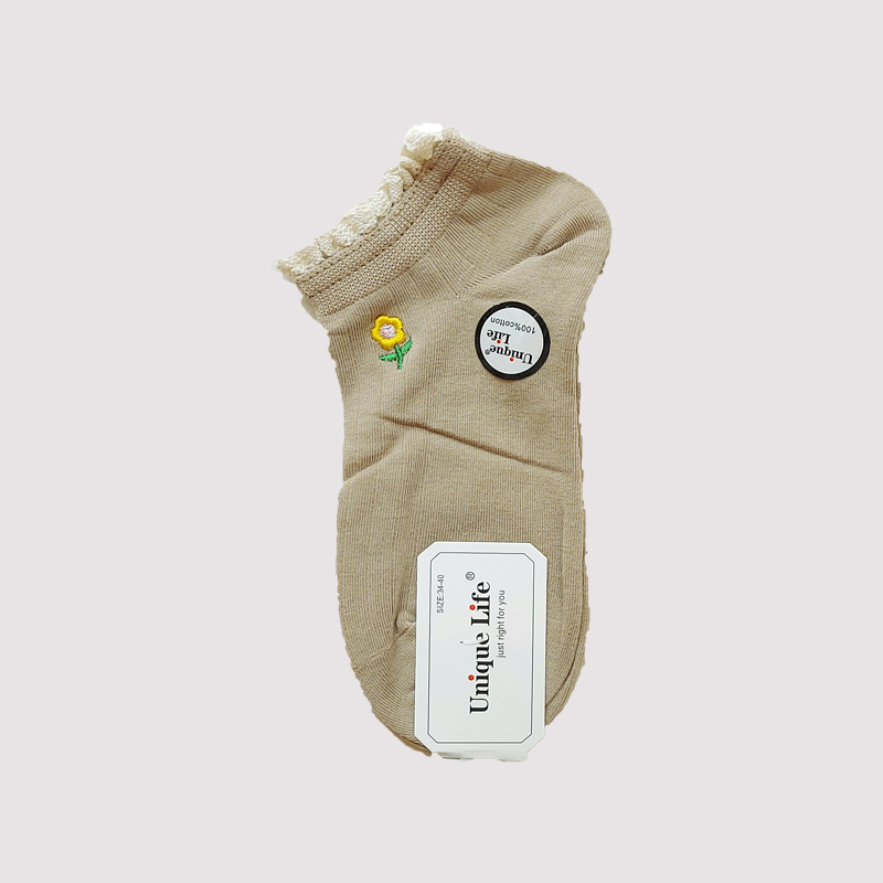 جوراب مچی زنانه گلدوزی شده لبه دانتل - رنگ 3