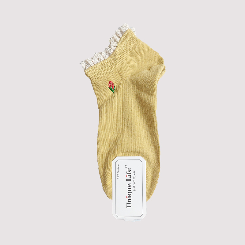 جوراب مچی زنانه گلدوزی شده لبه دانتل - رنگ 5