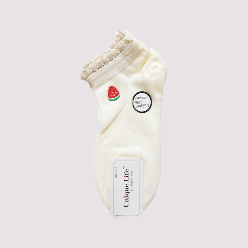 جوراب مچی زنانه گلدوزی شده لبه دانتل - رنگ 1