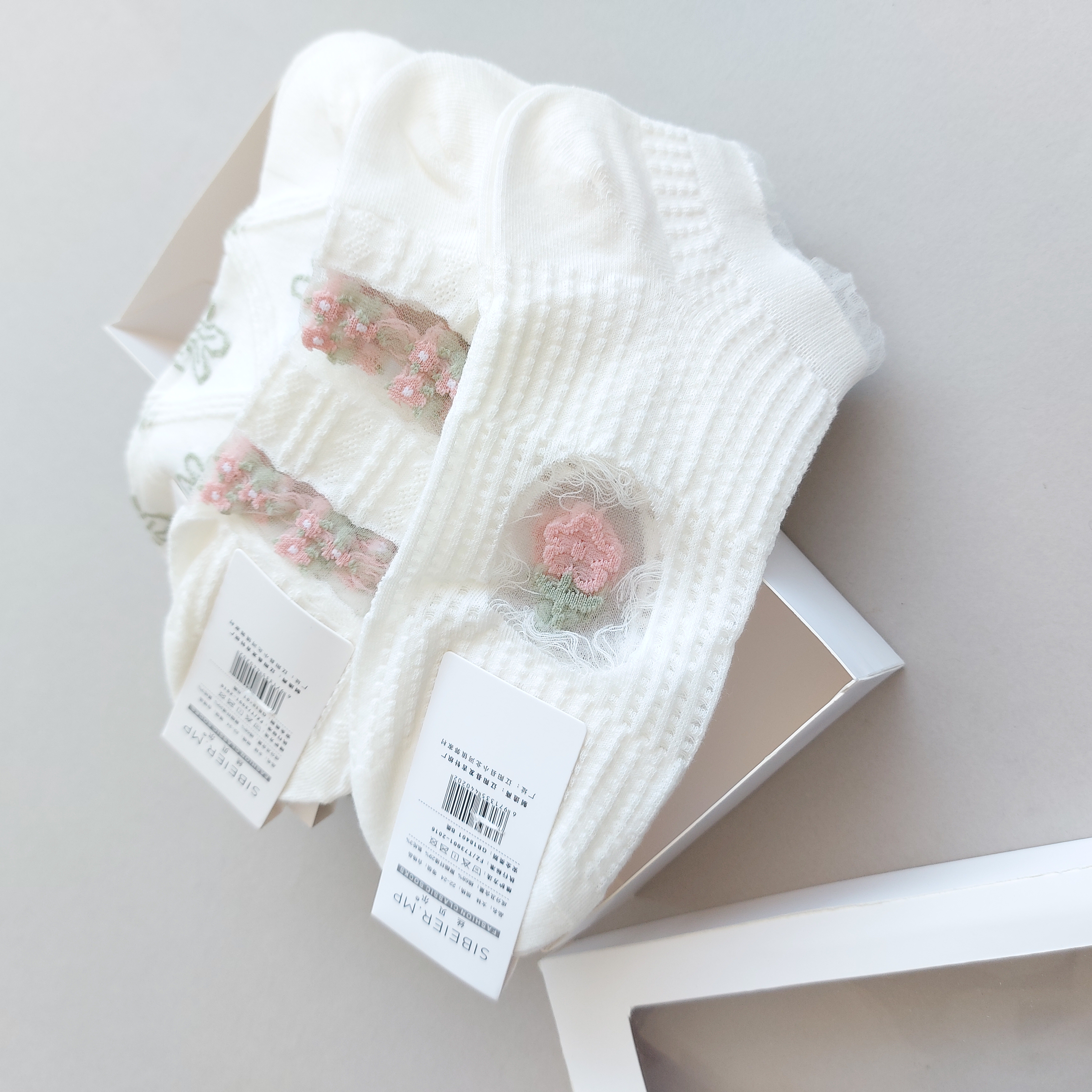 پک 5 جفتی جوراب مچی زنانه ترکیبی توری گلدار