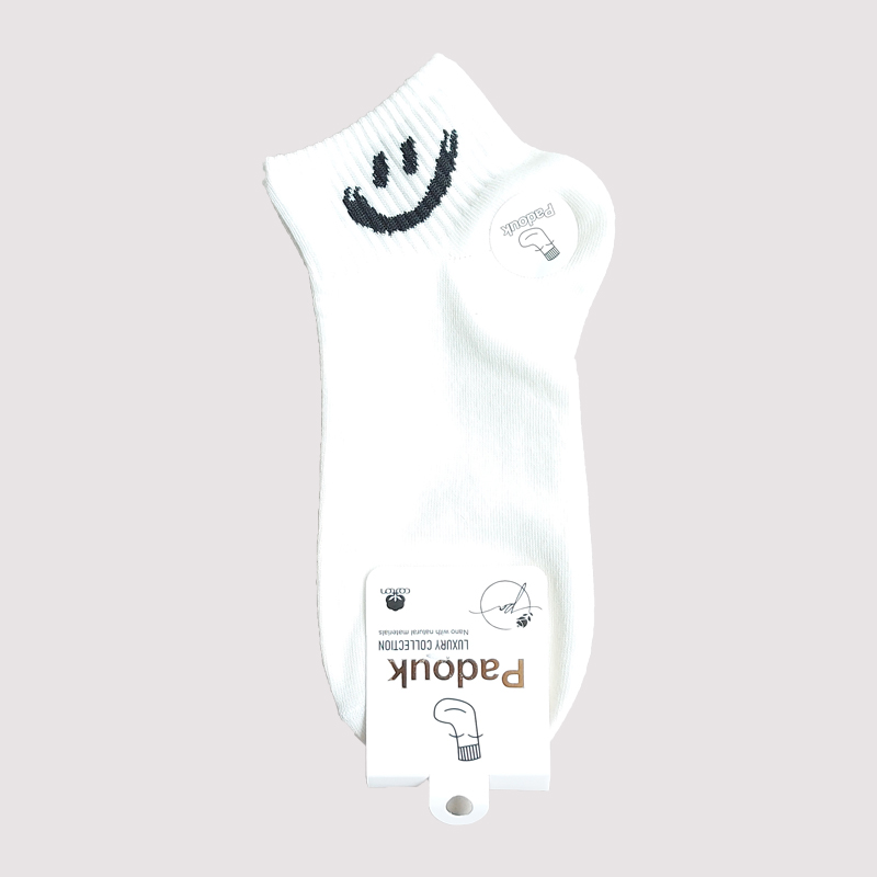 جوراب مچی زنانه طرح لبخند پادوک - سفید