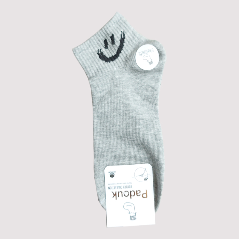 جوراب مچی زنانه طرح لبخند پادوک - طوسی