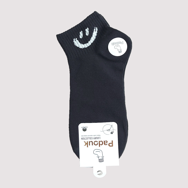 جوراب مچی زنانه طرح لبخند پادوک - مشکی