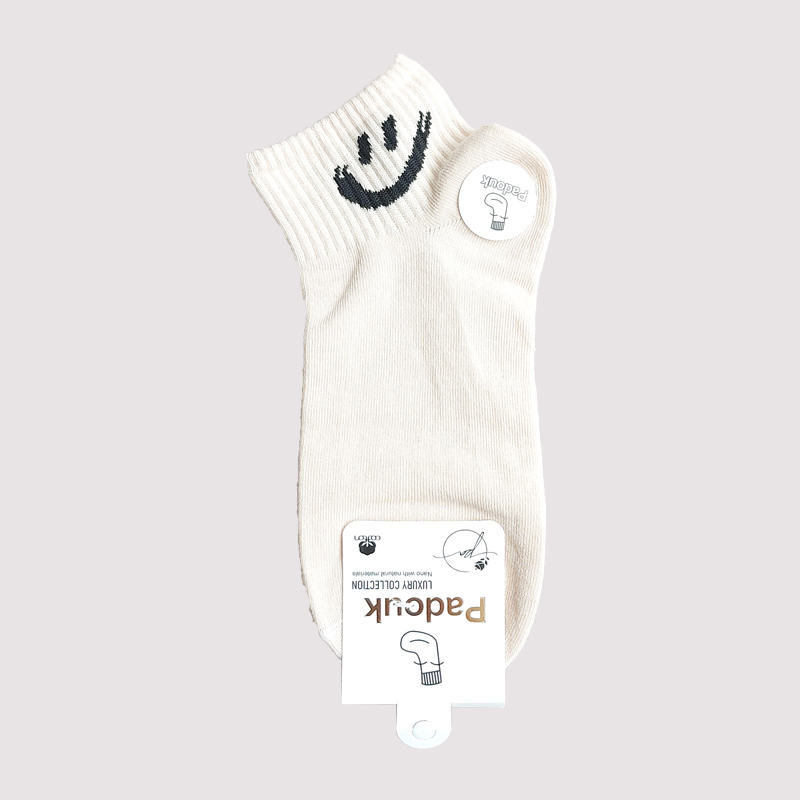 جوراب مچی زنانه طرح لبخند پادوک - وانیلی
