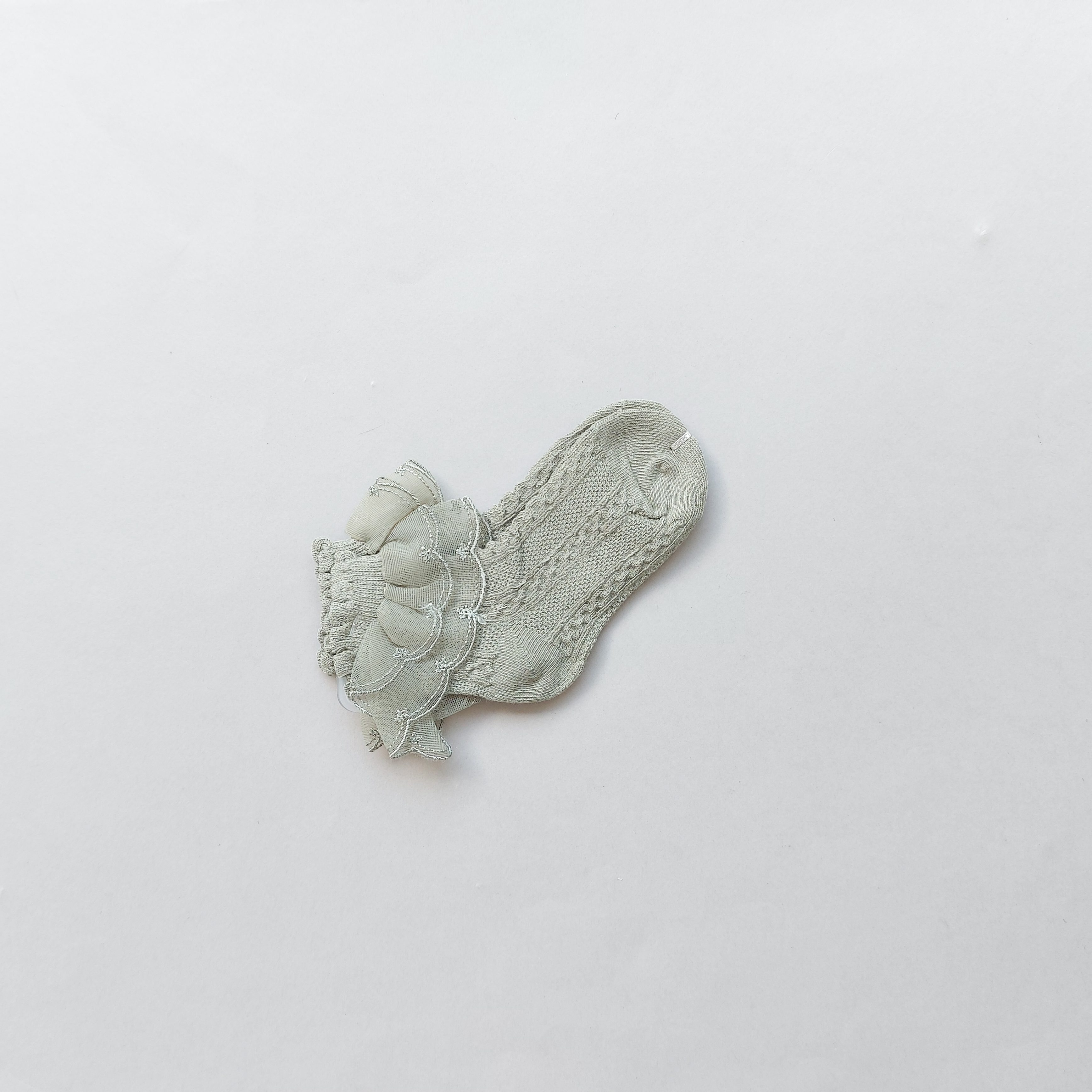 جوراب لب تور دخترانه طرح گیس - سبز زیتونی