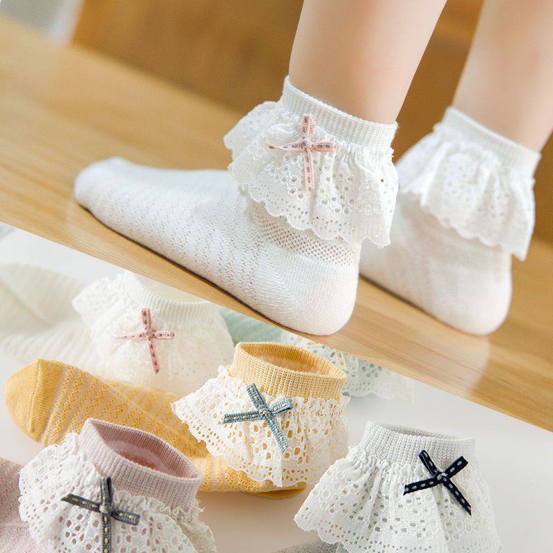 جوراب لب تور دخترانه طرح پاپیونی