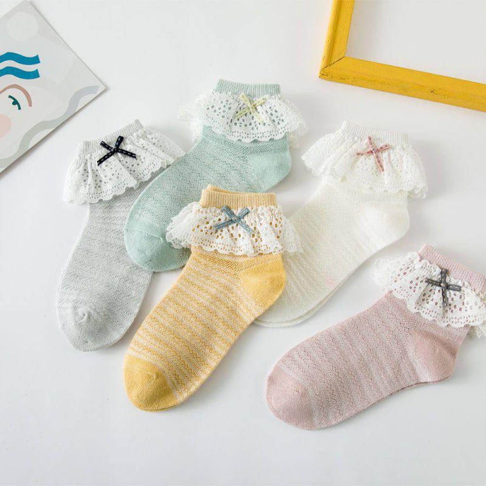 جوراب لب تور دخترانه طرح پاپیونی