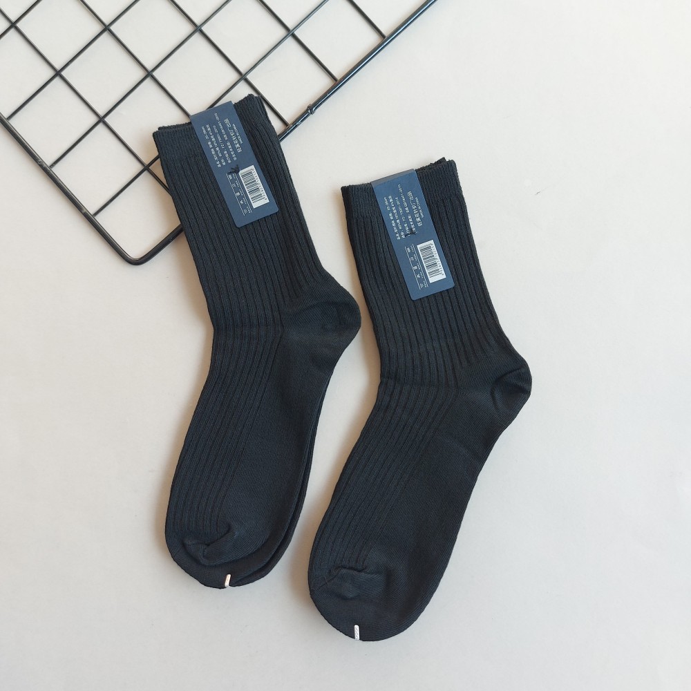 جوراب ساقدار مردانه مشکی راه راه کبریتی