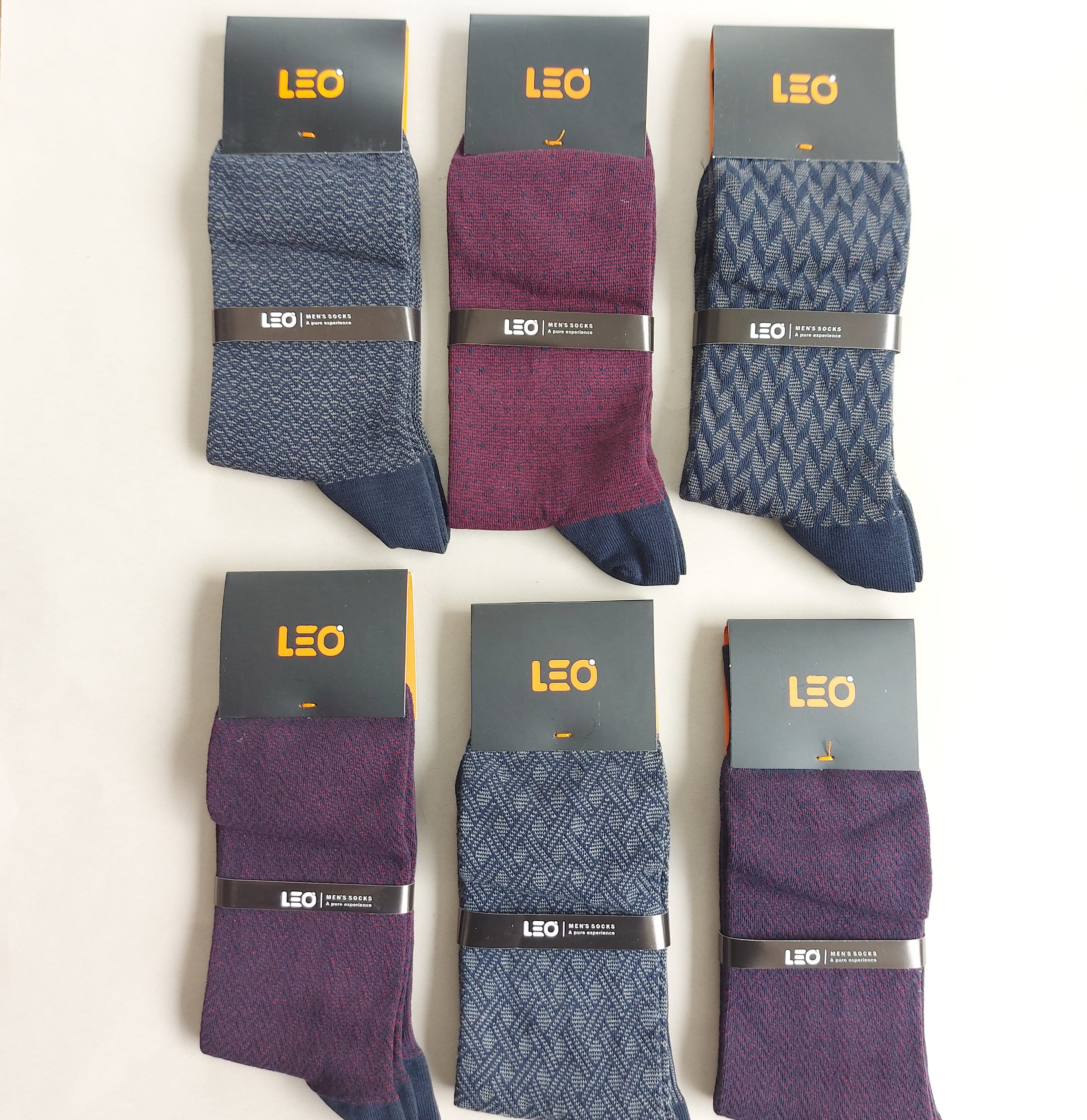 پک جوراب 6 جفتی مردانه ترکیبی زرشکی سورمه ای کد 104