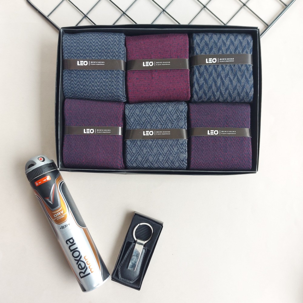 پک جوراب 6 جفتی مردانه ترکیبی زرشکی سورمه ای کد 104