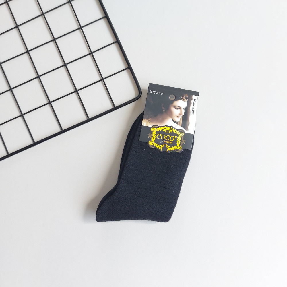 جوراب پشمی زنانه داخل حوله ای مشکی coco