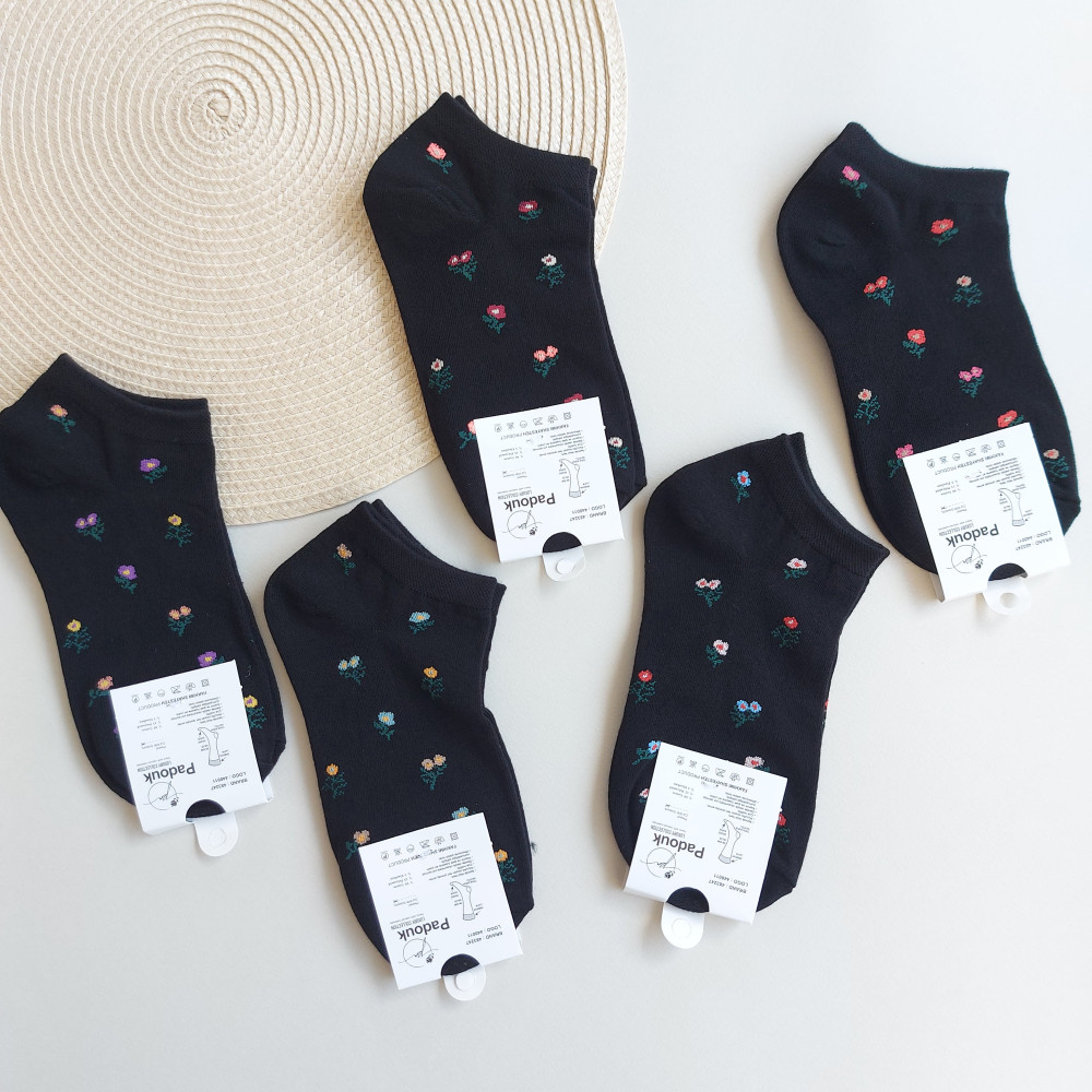 جوراب مچی زنانه مشکی گلریز پادوک