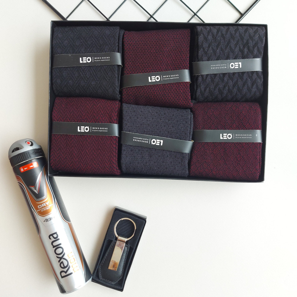 پک جوراب 6 جفتی مردانه ترکیبی زرشکی مشکی کد 122