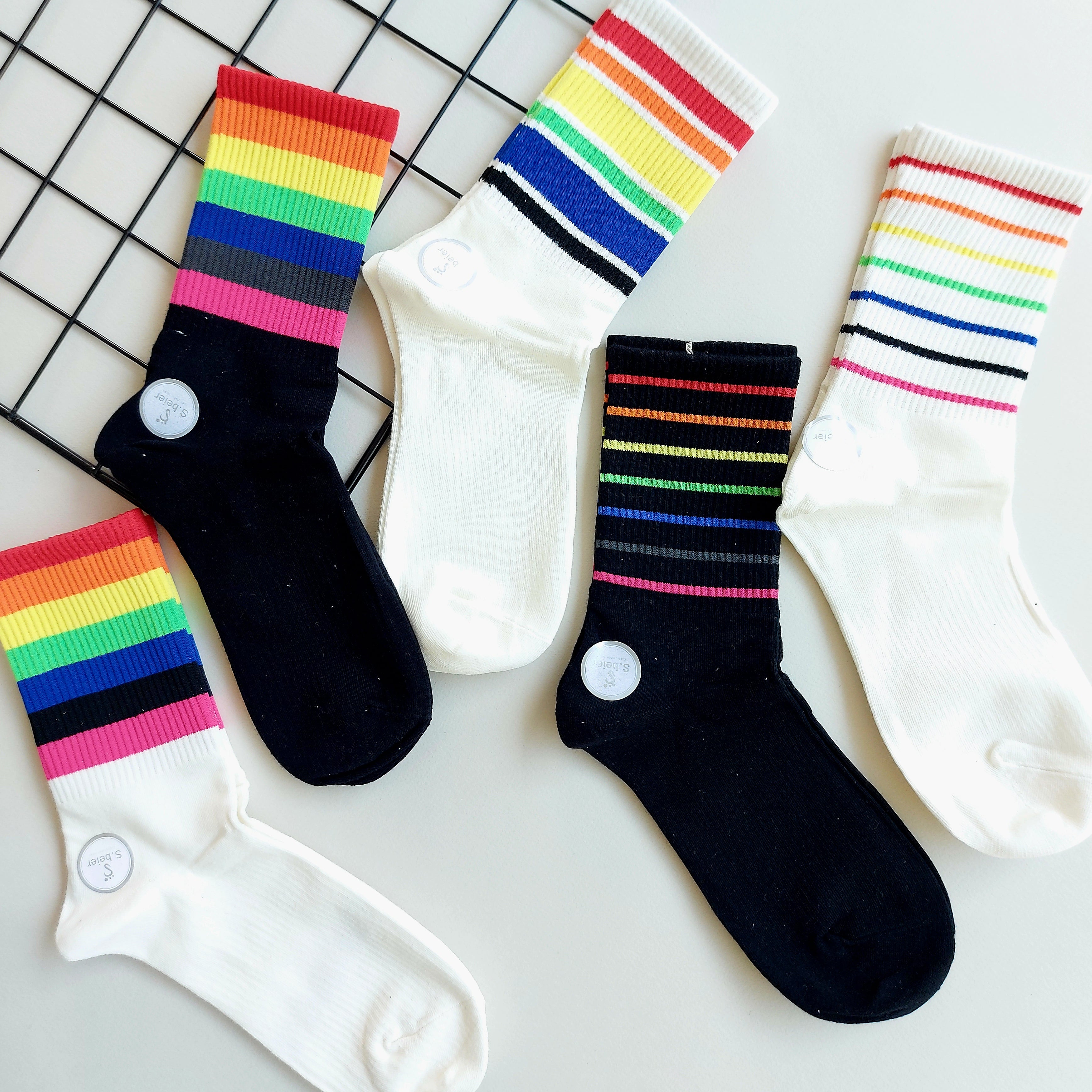 جوراب ساقدار زنانه راه راه رنگی وارداتی