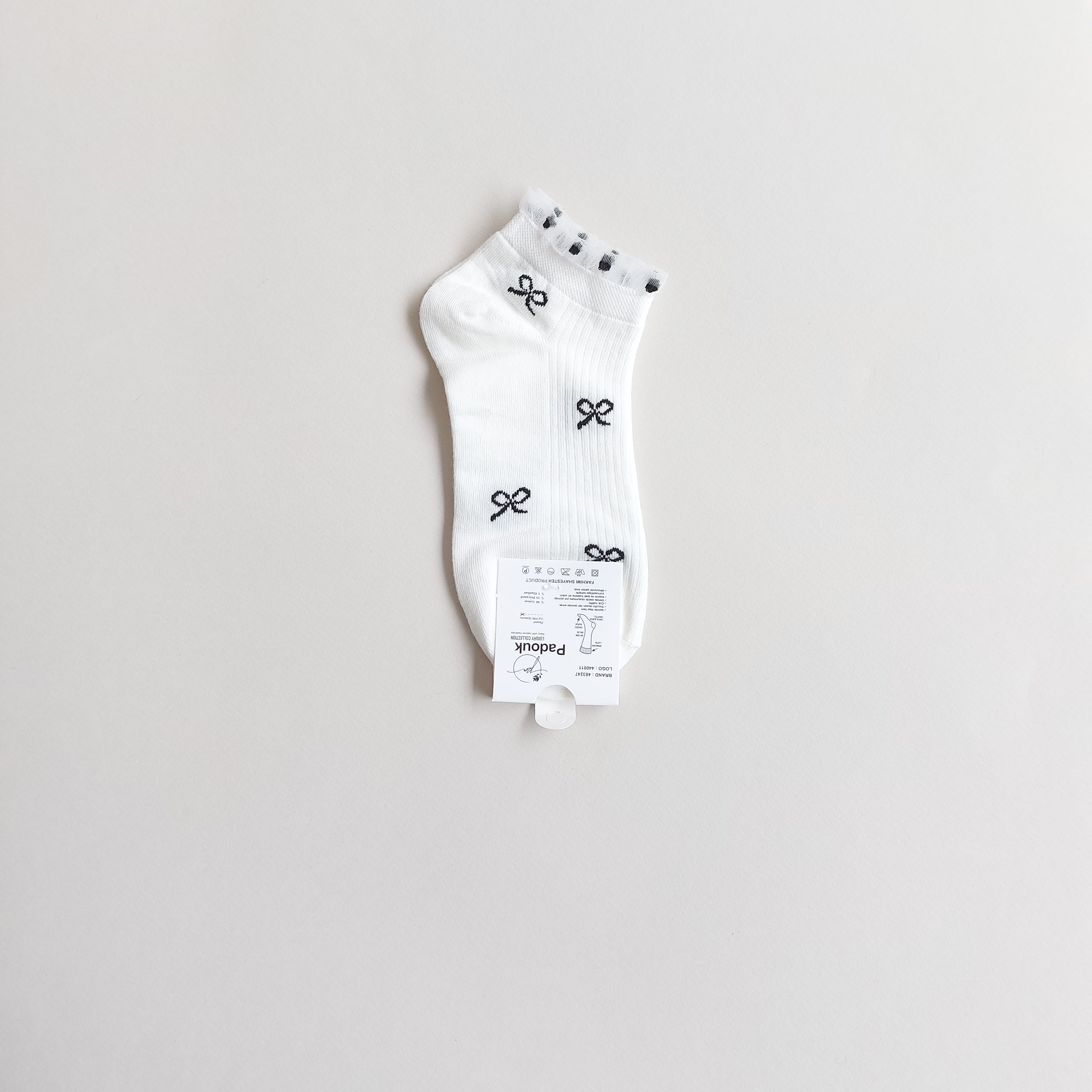 جوراب مچی زنانه طرح پاپیونی لبه حریر پادوک