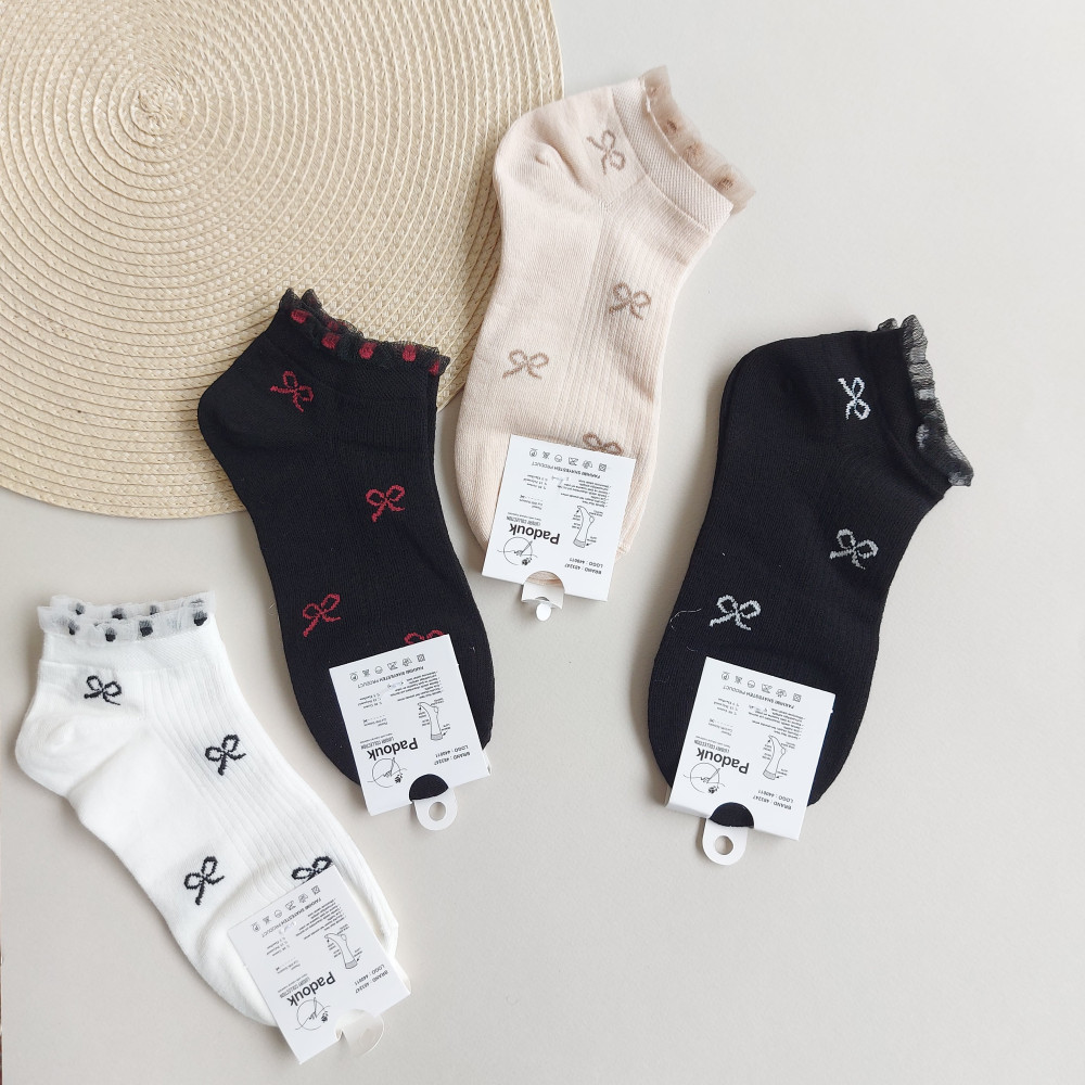 جوراب مچی زنانه طرح پاپیونی لبه حریر پادوک