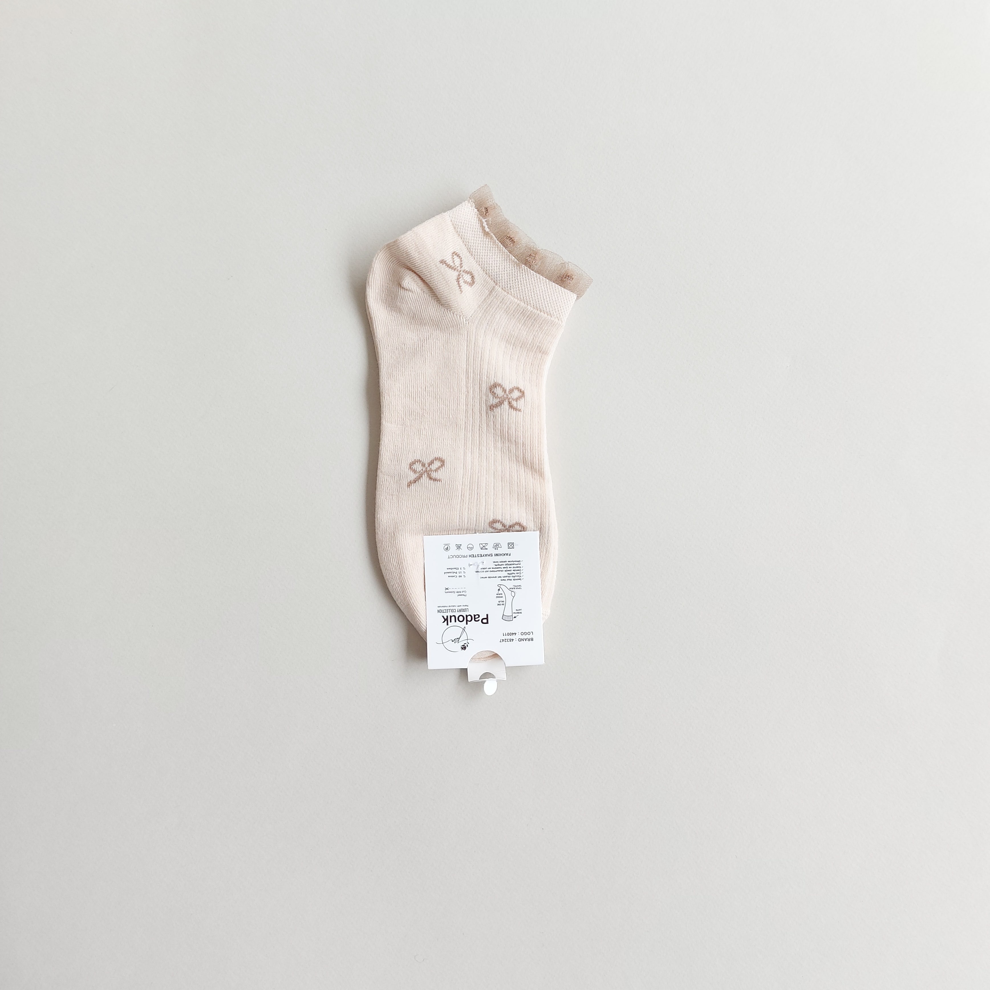 جوراب مچی زنانه طرح پاپیونی لبه حریر پادوک