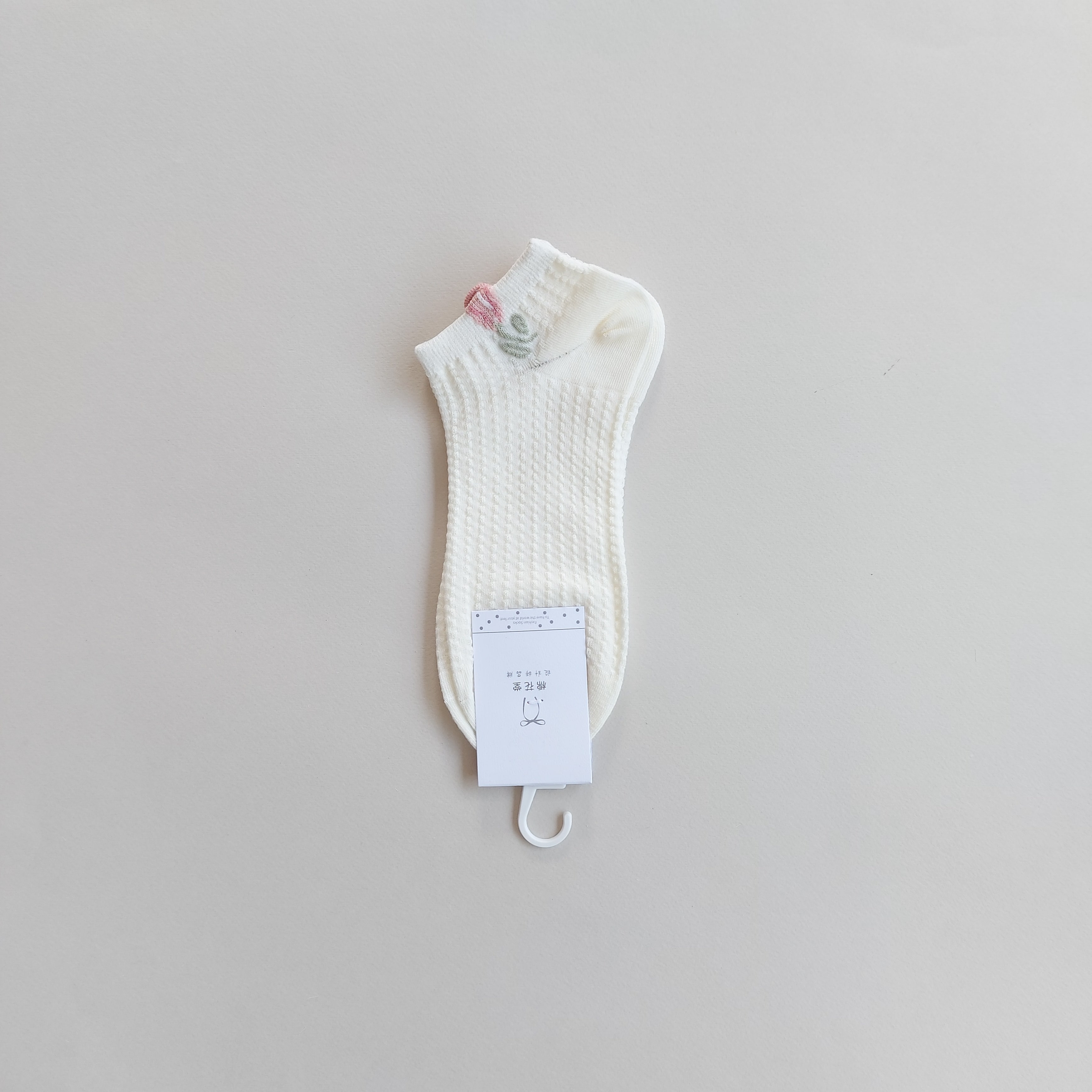 جوراب مچی زنانه طرح لاله کرم سوسنی