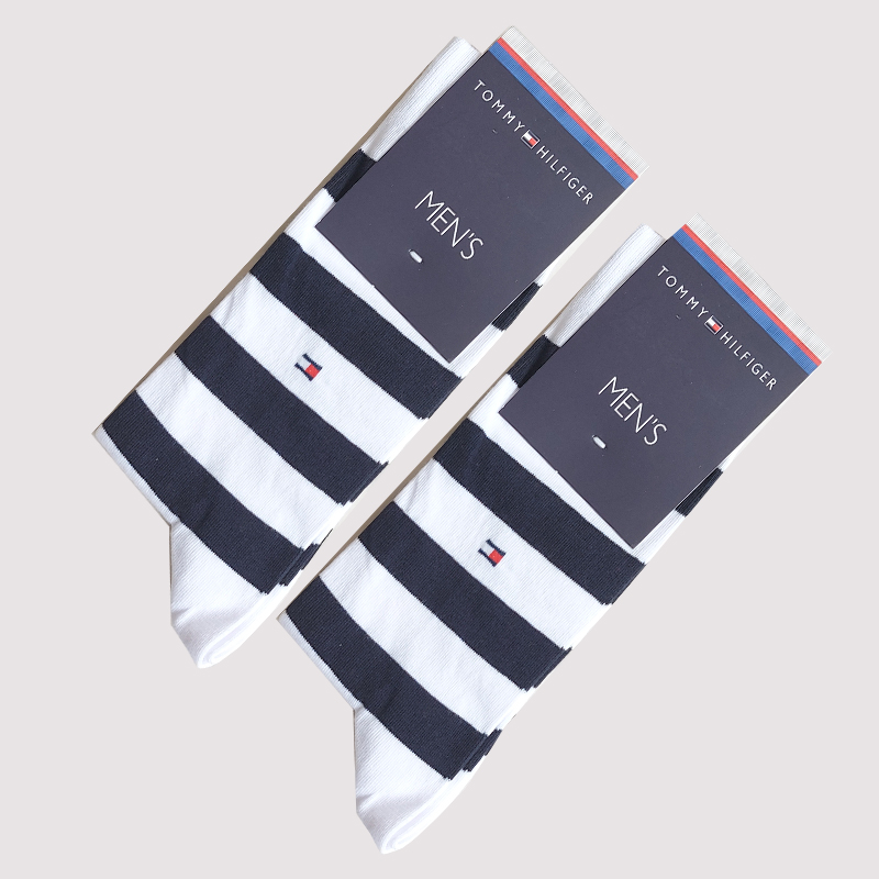 جوراب کلاسیک مردانه طرح راه راه رنگی Tommy‎‎ - سورمه ای