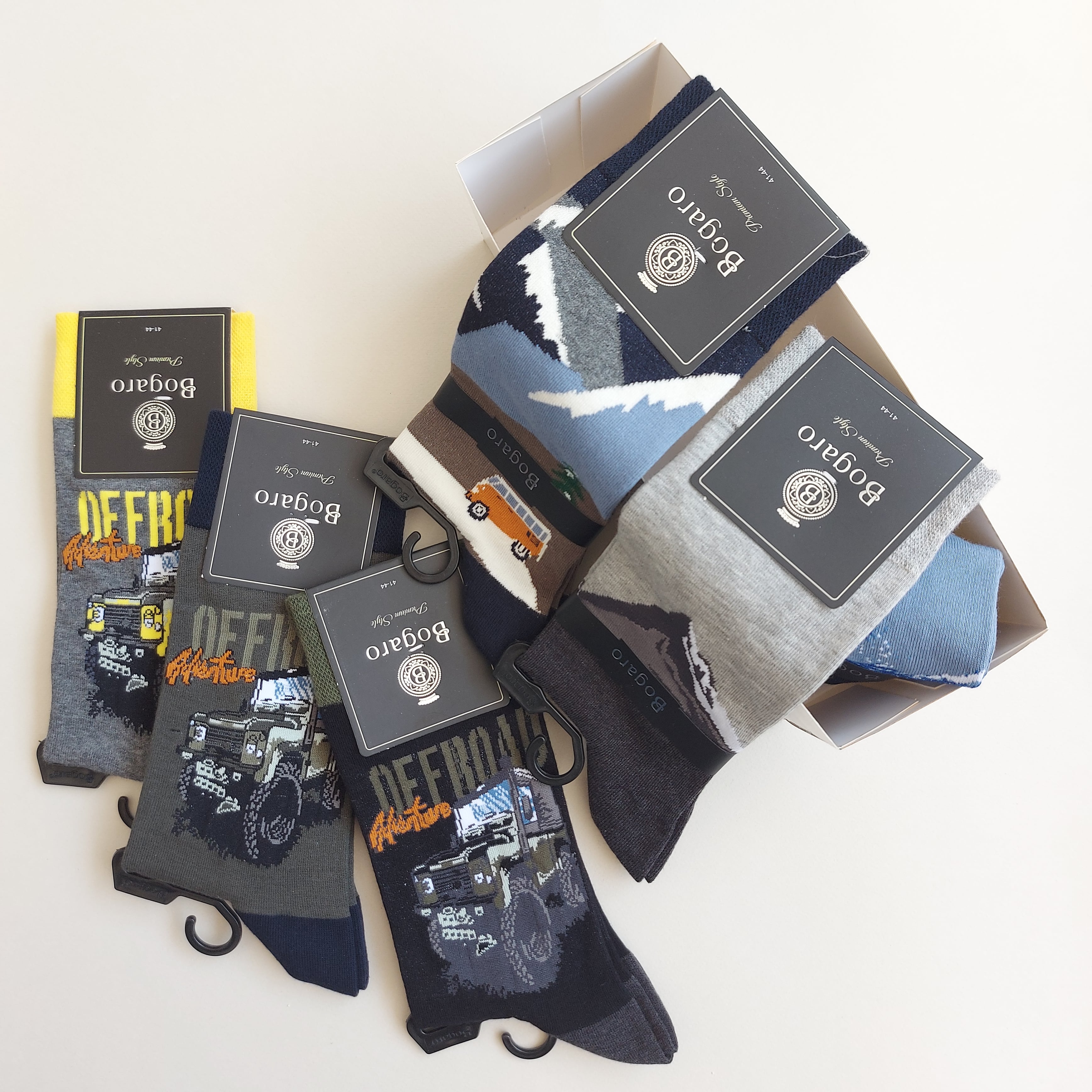 پک 6 جفتی جوراب کلاسیک مردانه طرحدار متنوع بوگارو