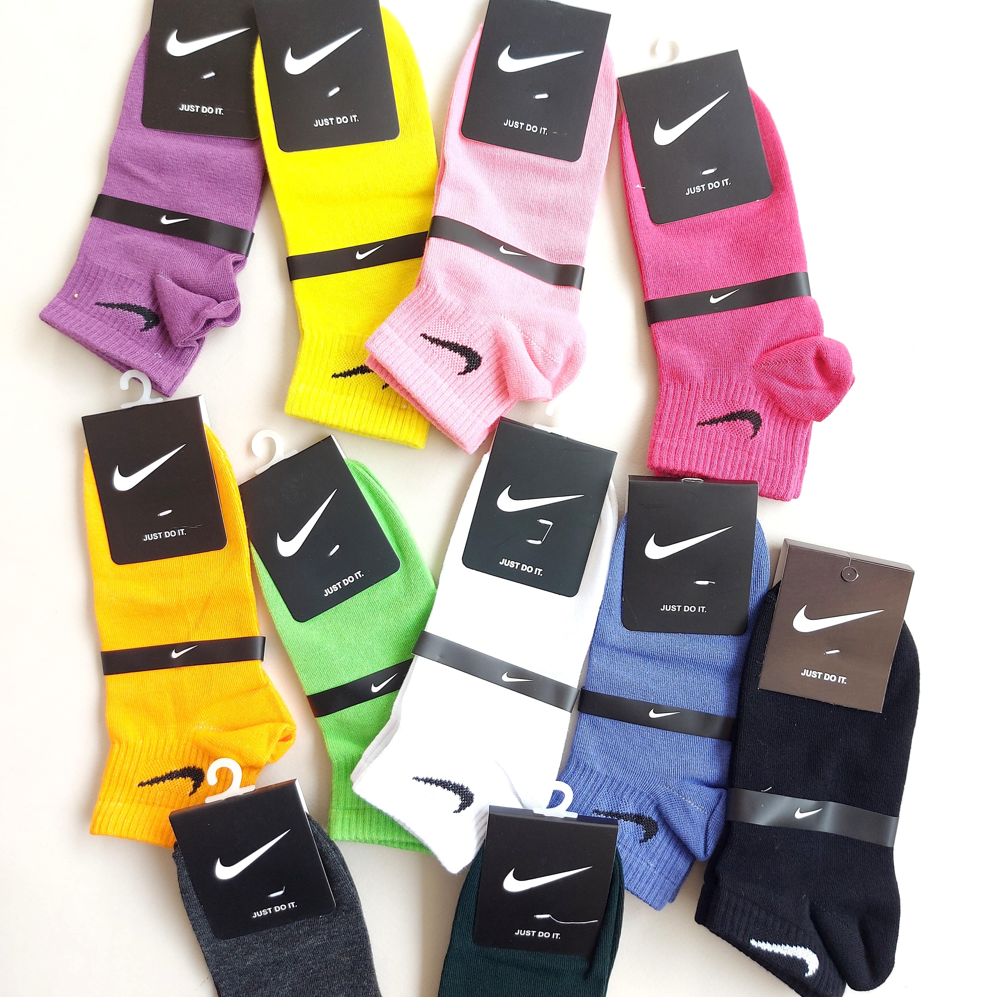 پک 11 جفتی جوراب مچی زنانه رنگی نایک