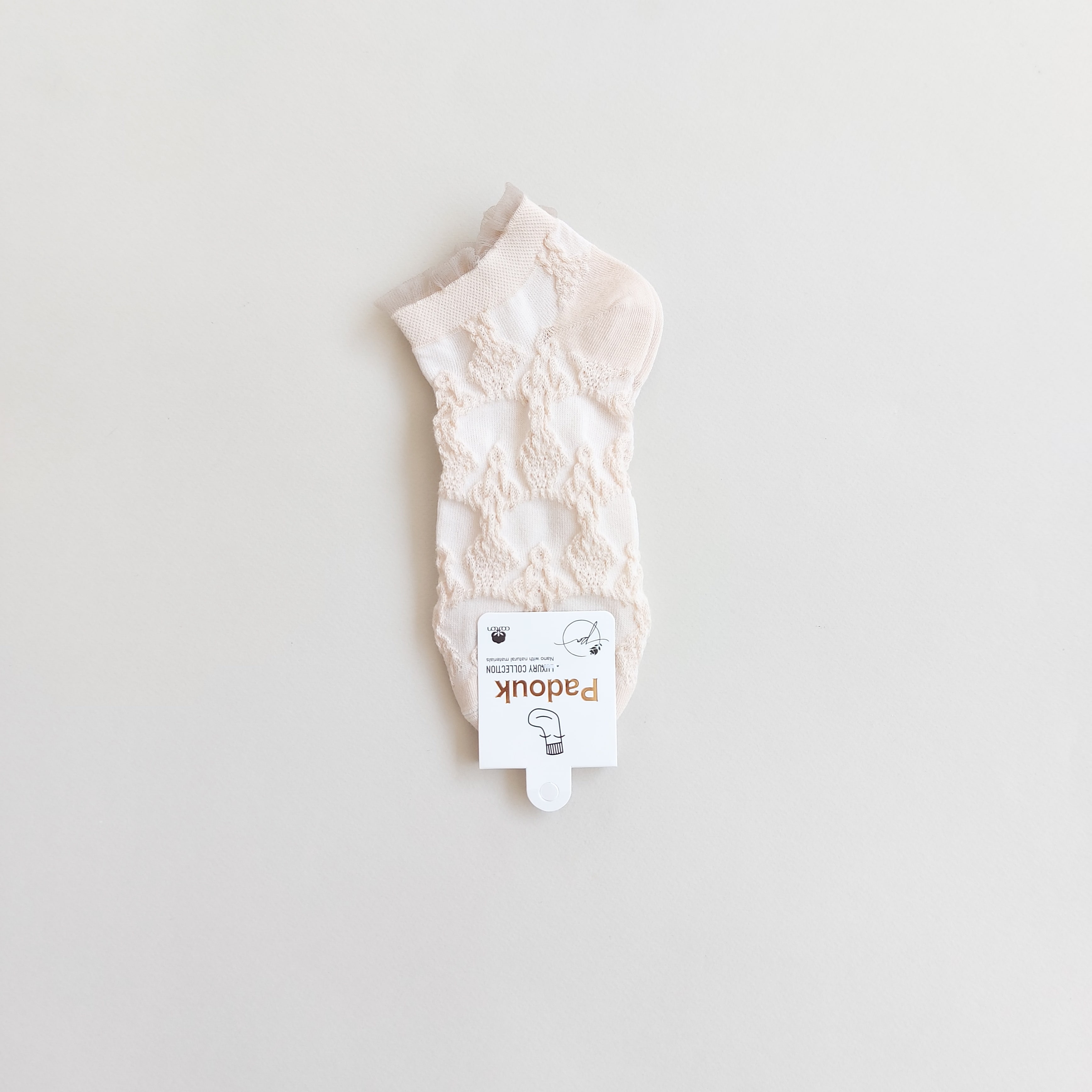 جوراب مچی زنانه طرح برجسته پفکی لبه حریر پادوک