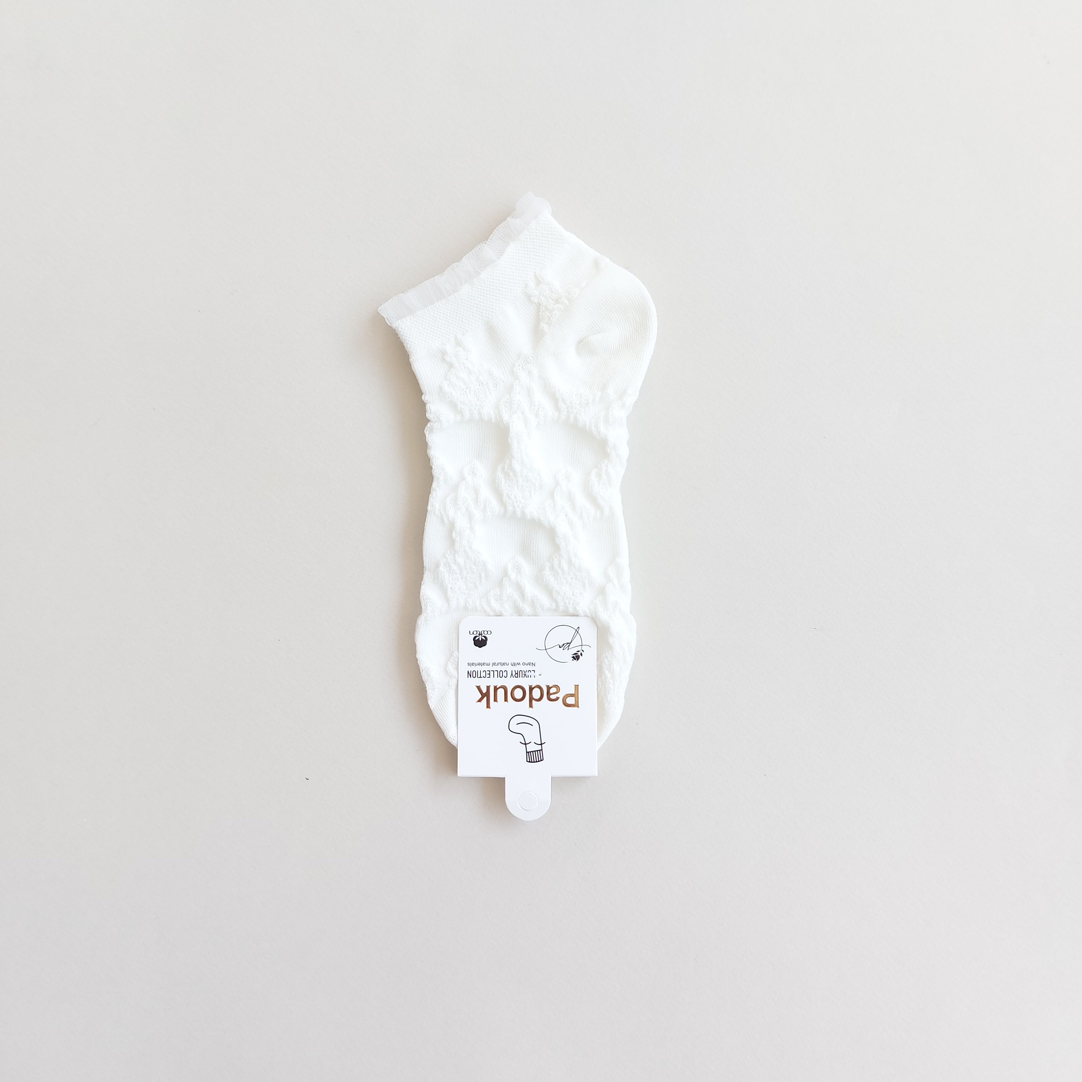 جوراب مچی زنانه طرح برجسته پفکی لبه حریر پادوک