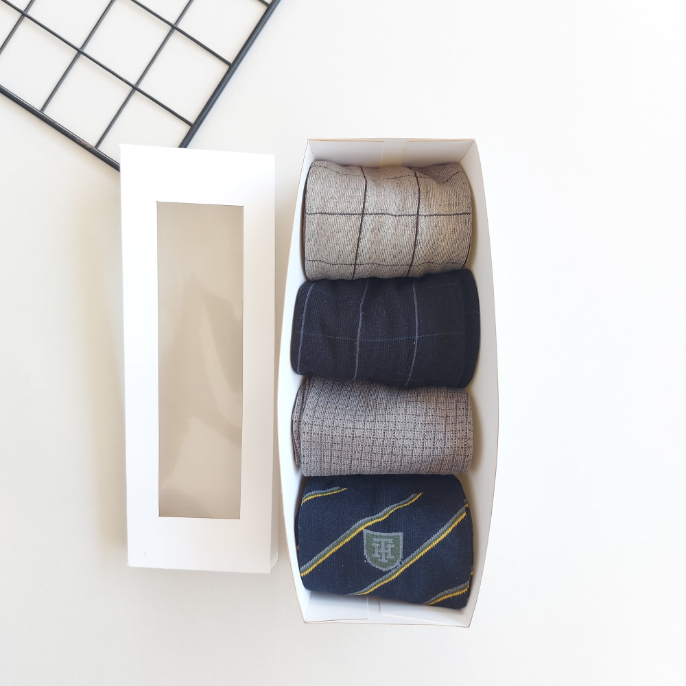پک 4 جفتی جوراب کلاسیک مردانه طرحدار وارداتی