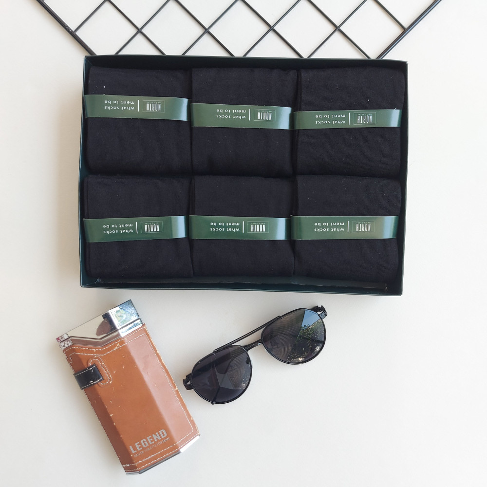 پک جوراب 6 جفتی مردانه ساده مشکی 301