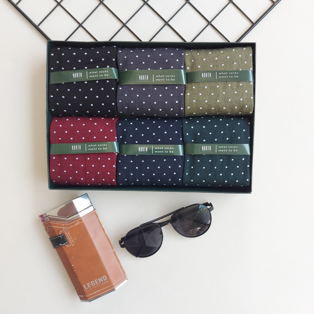 پک جوراب 6 جفتی مردانه طرح خالخالی کد 311