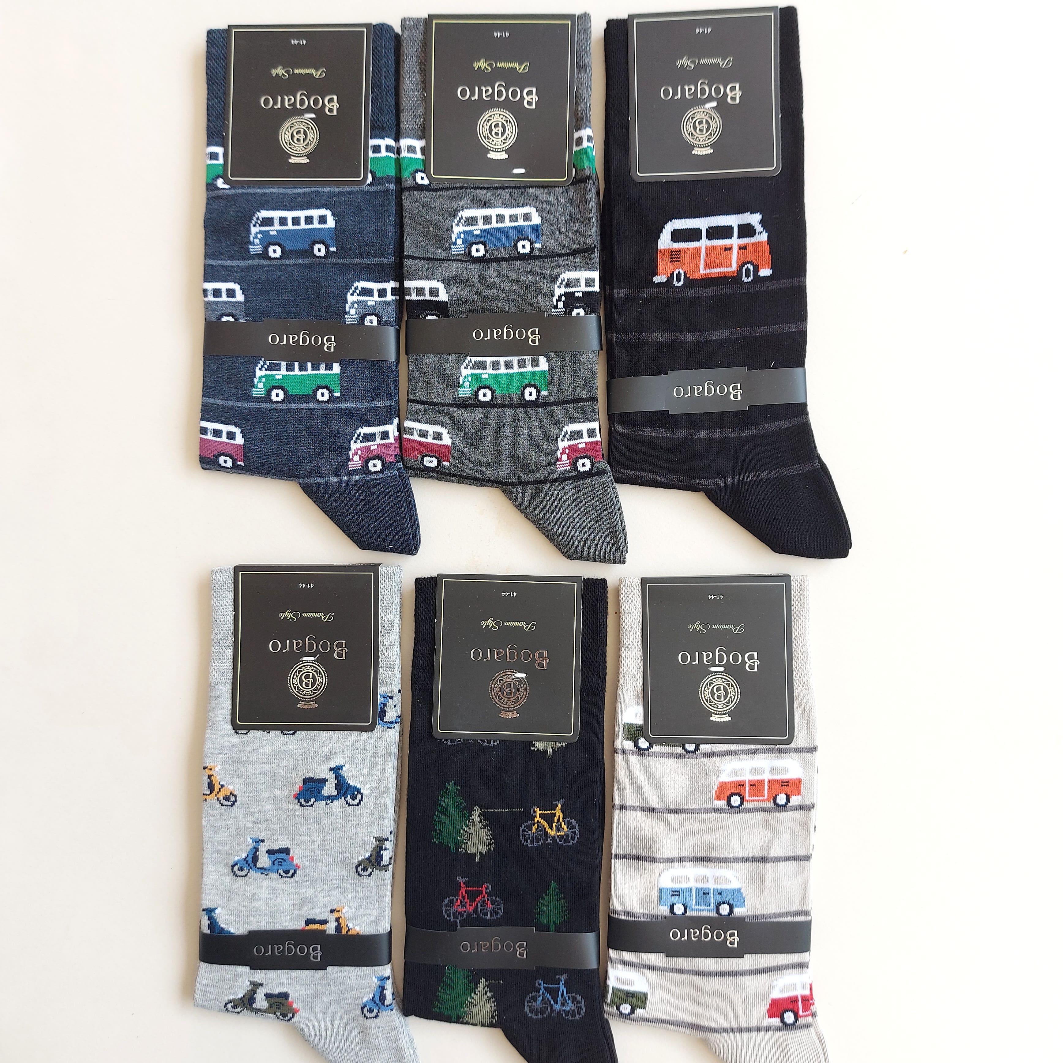 پک جوراب 6 جفتی مردانه طرح ماشین و موتور بوگارو