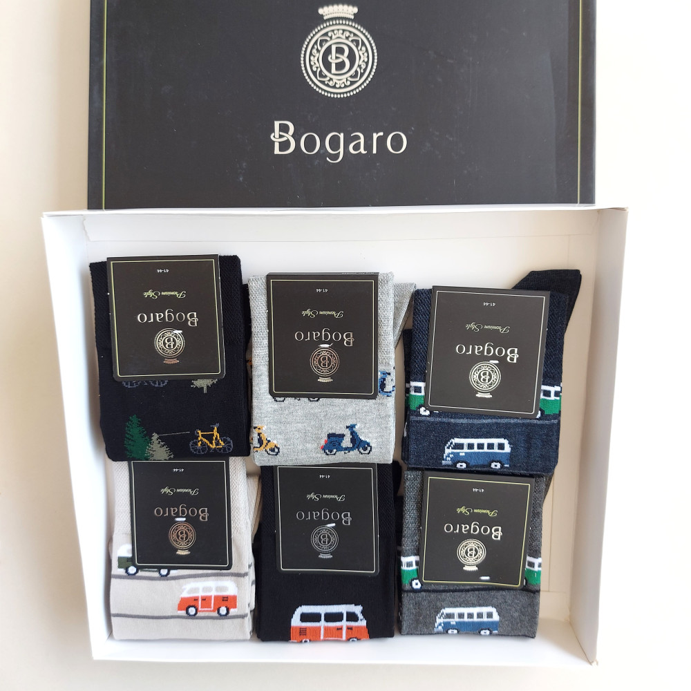 پک جوراب 6 جفتی مردانه طرح ماشین و موتور بوگارو