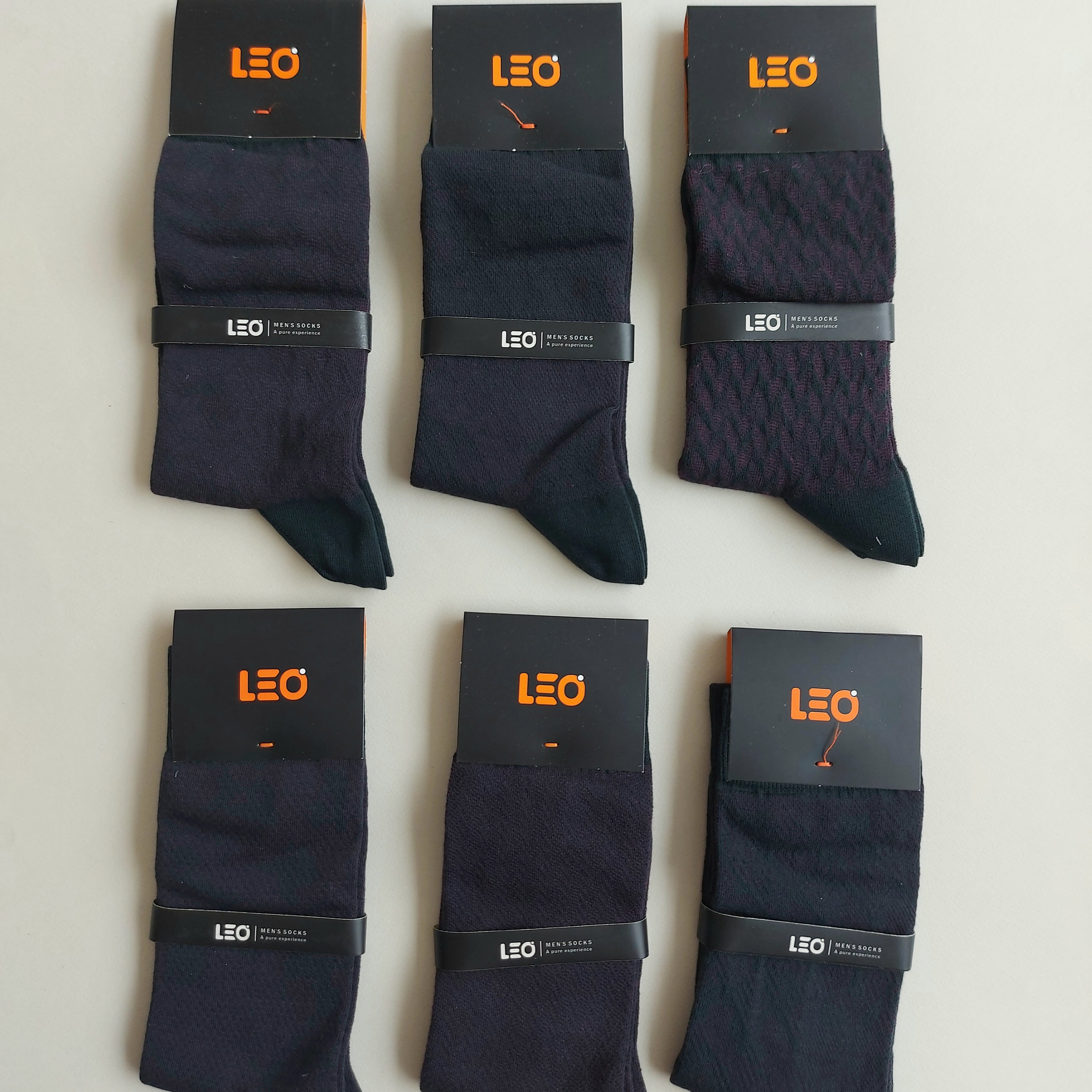 پک جوراب 6 جفتی مردانه لئو ترکیبی سورمه ای بنفش کد 130