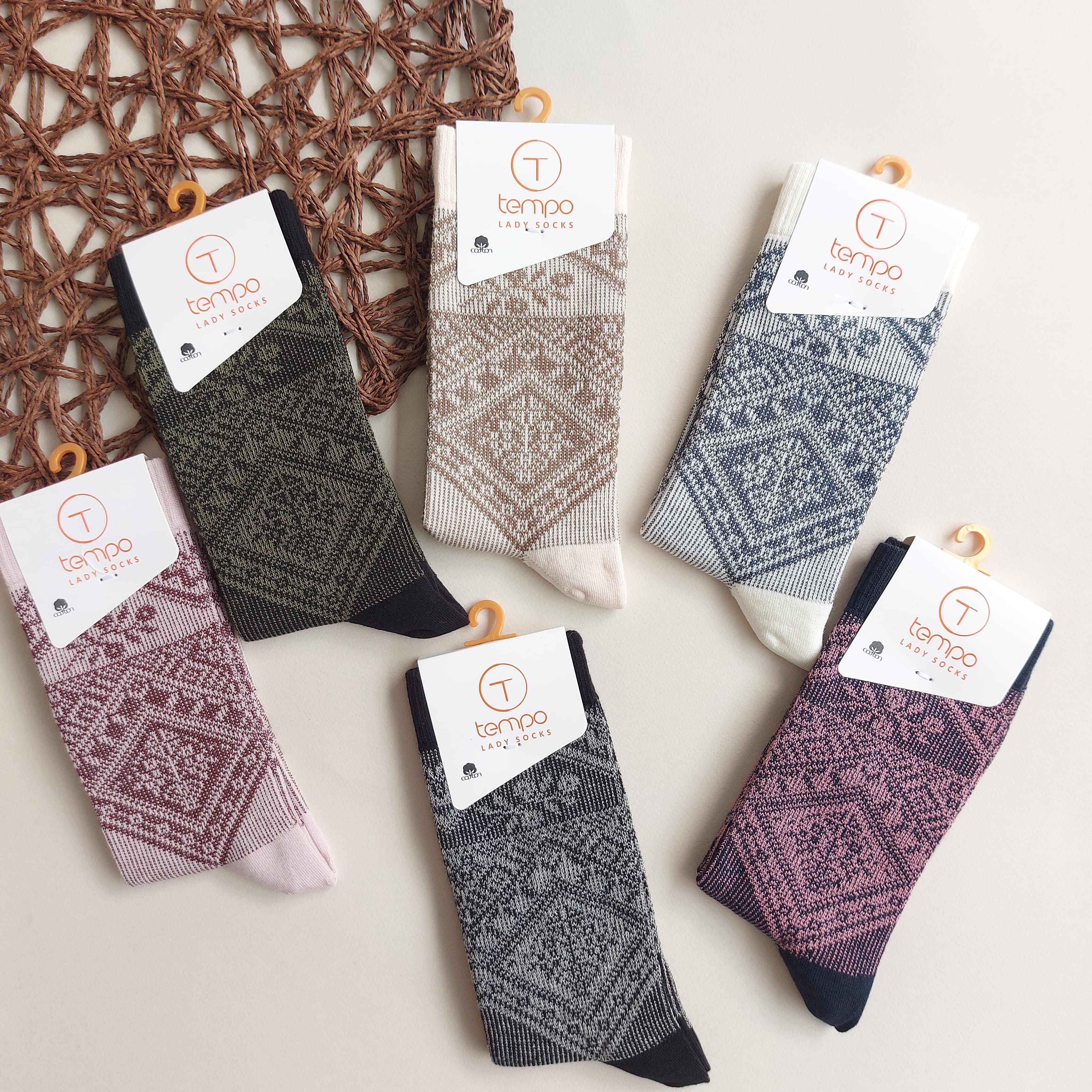 جوراب ساقدار زنانه طرح الماس  تمپو