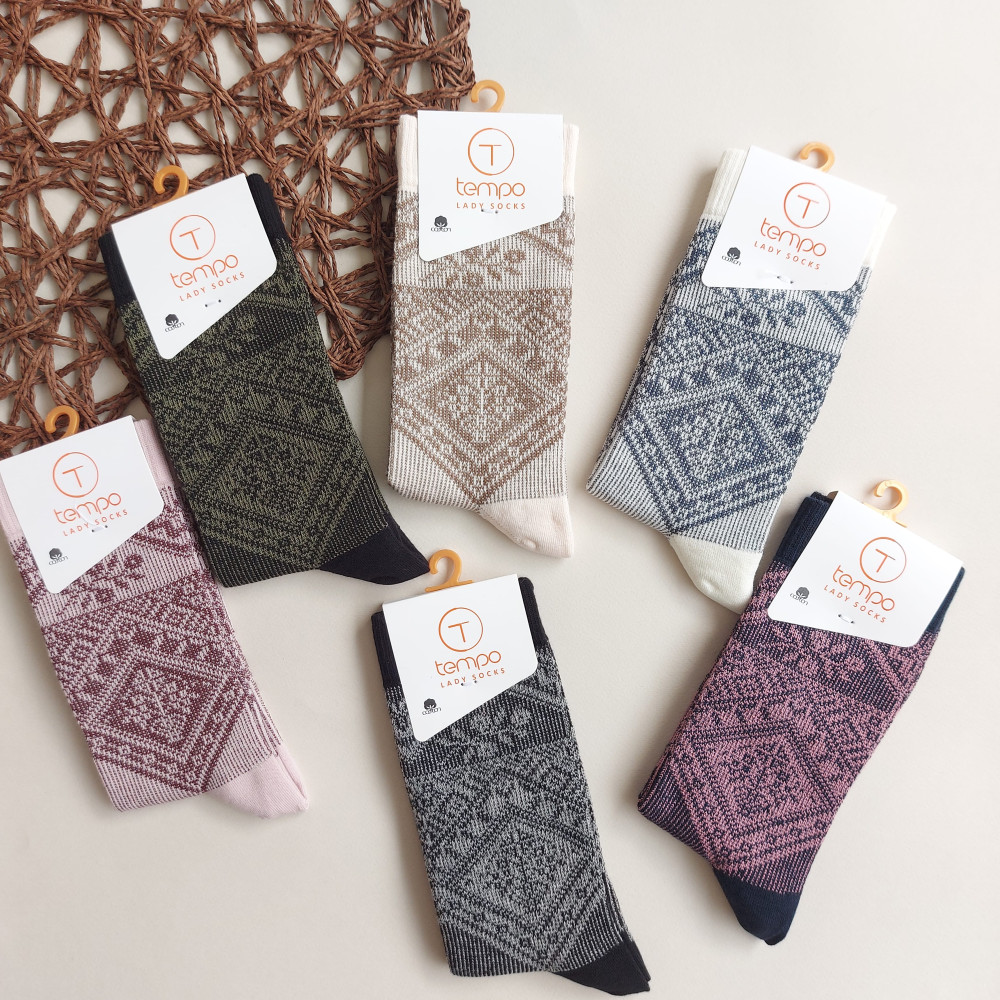 جوراب ساقدار زنانه طرح الماس  تمپو