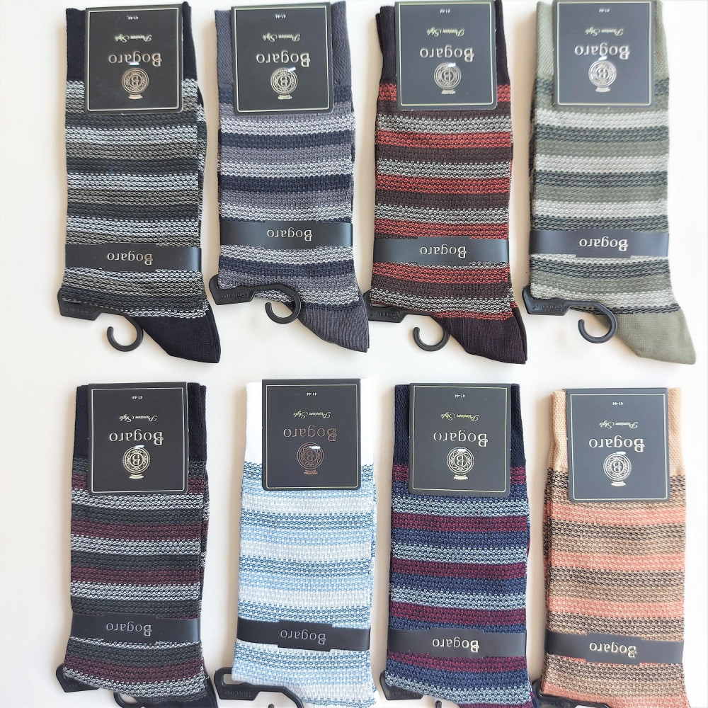 جوراب کلاسیک مردانه بوگارو طرح راه راه تکسچره