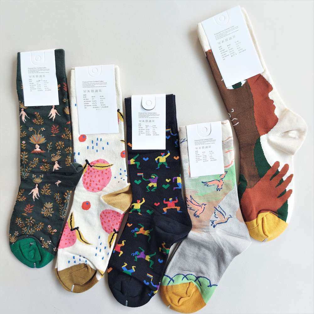 کالکشن جوراب ساقدار زنانه طرحدار هنری نقاشی پاییز و پرواز