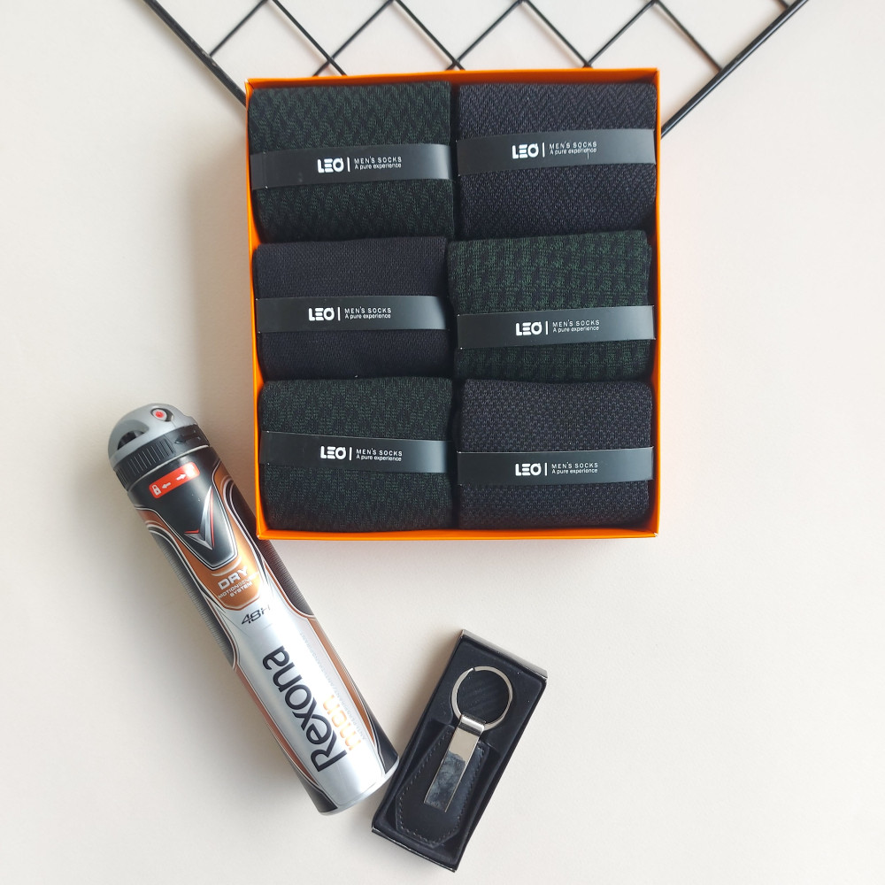 پک جوراب 6 جفتی مردانه طرح ترکیبی مشکی سبز کد 117