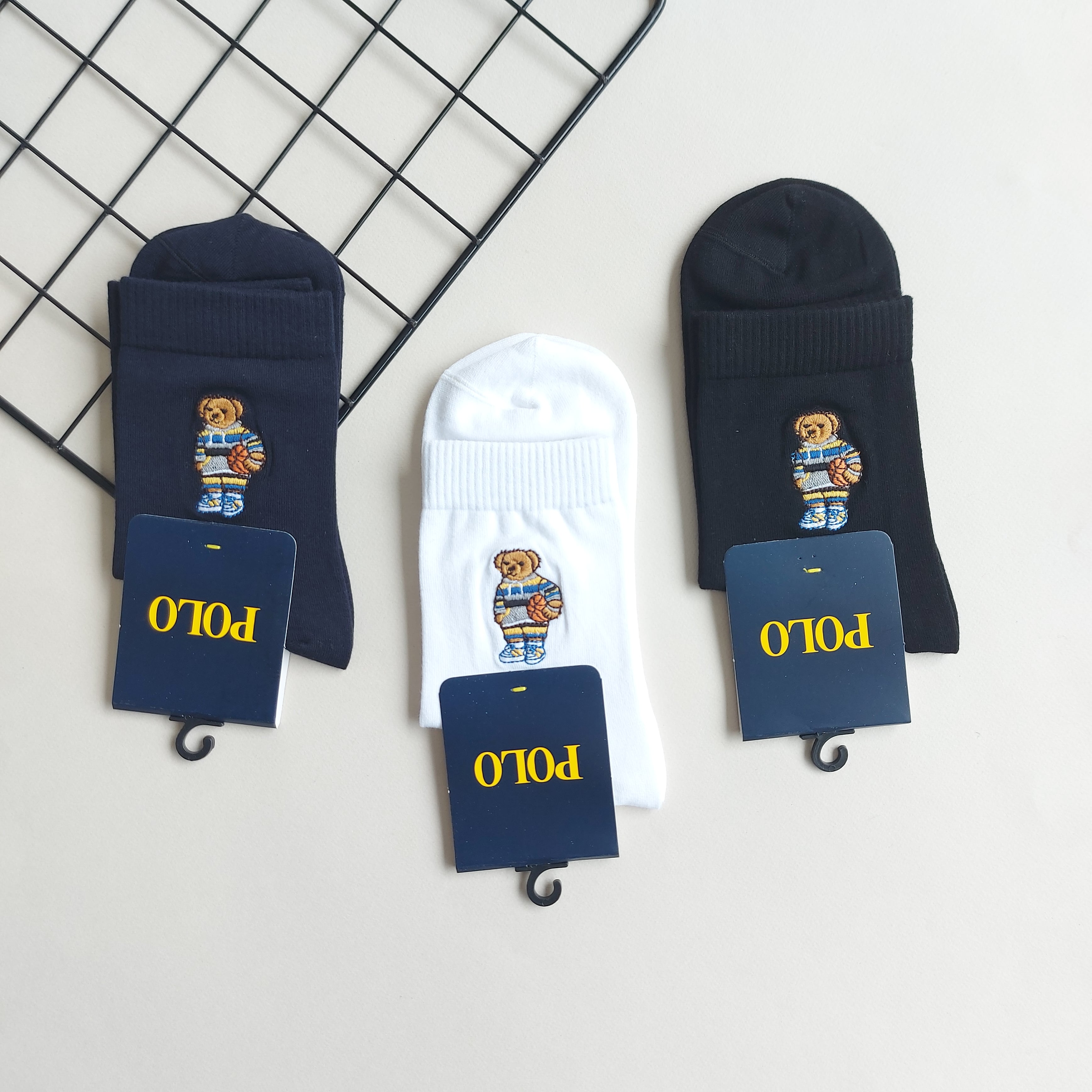 جوراب نیم ساق مردانه گلدوزی شده خرس تدی بسکتبالیست