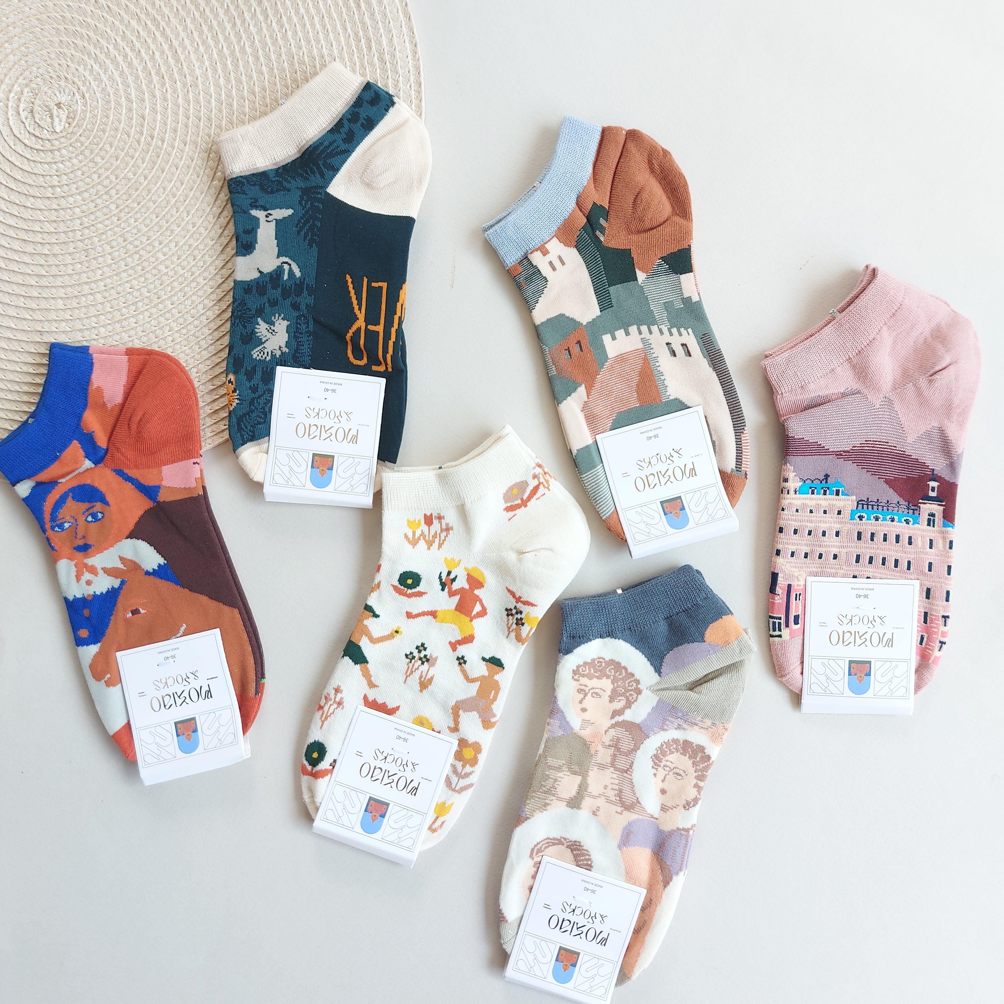 کالکشن جوراب مچی زنانه وارداتی طرح نقاشی هنری