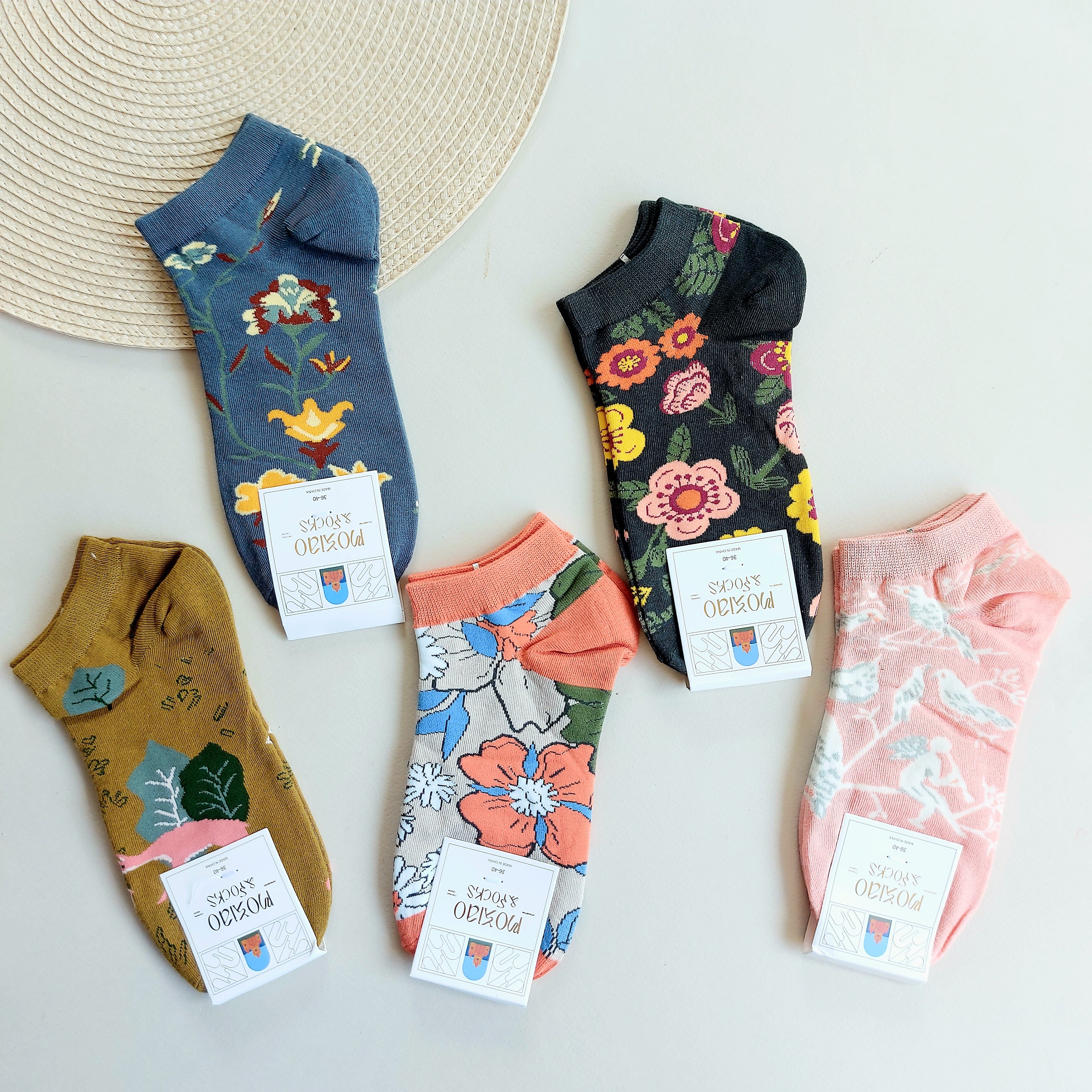 کالکشن جوراب مچی زنانه وارداتی طرح گلدار