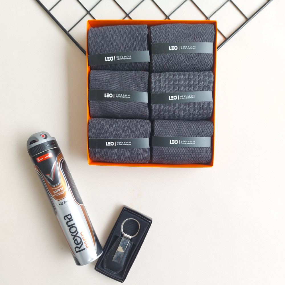 پک جوراب 6 جفتی مردانه طرحدار دودی کد 145