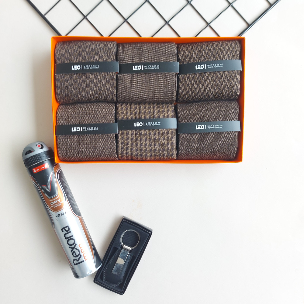 پک جوراب 6 جفتی مردانه طرح قهوه ای کد 156