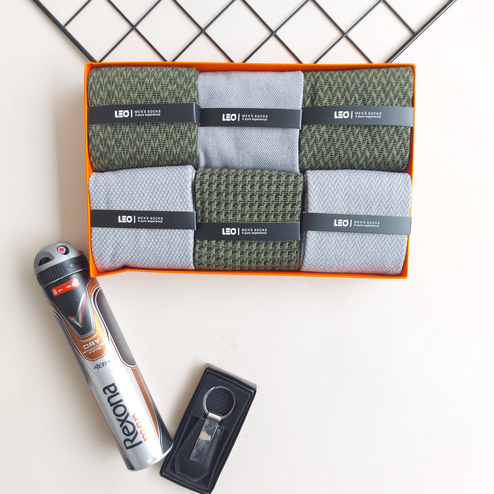 پک جوراب 6 جفتی مردانه طرح ترکیبی سبزطوسی کد 111